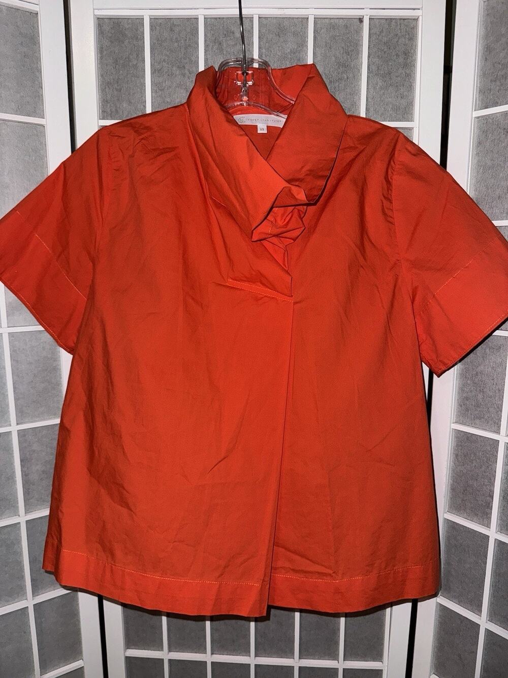 Anthropologie Corey Lynn Carter Top Orange Cotton Poplin Oversized Blouse XS